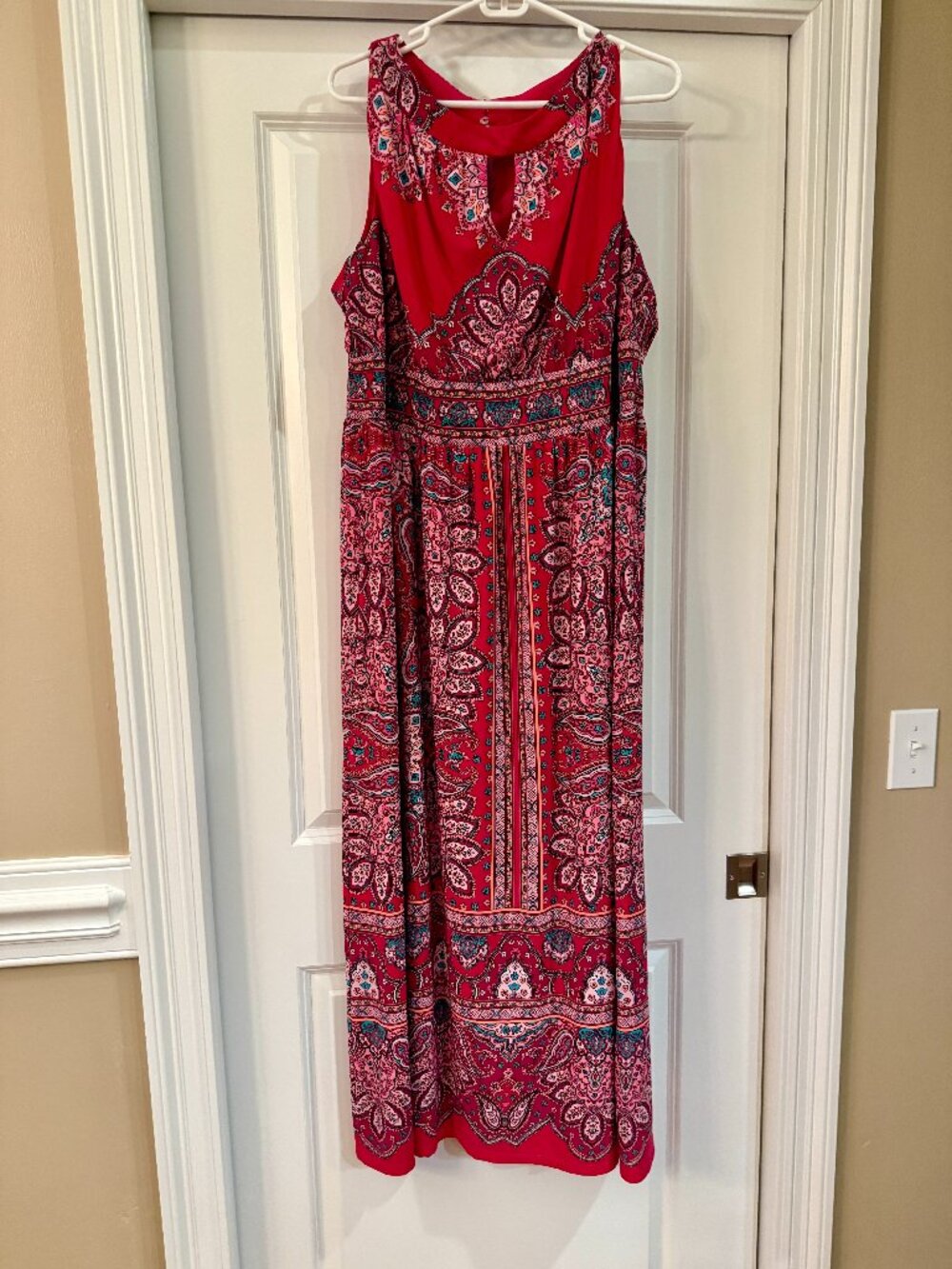 London Times Woman Dress Size 16W Pink Multi-Color Geometric Pattern Dress